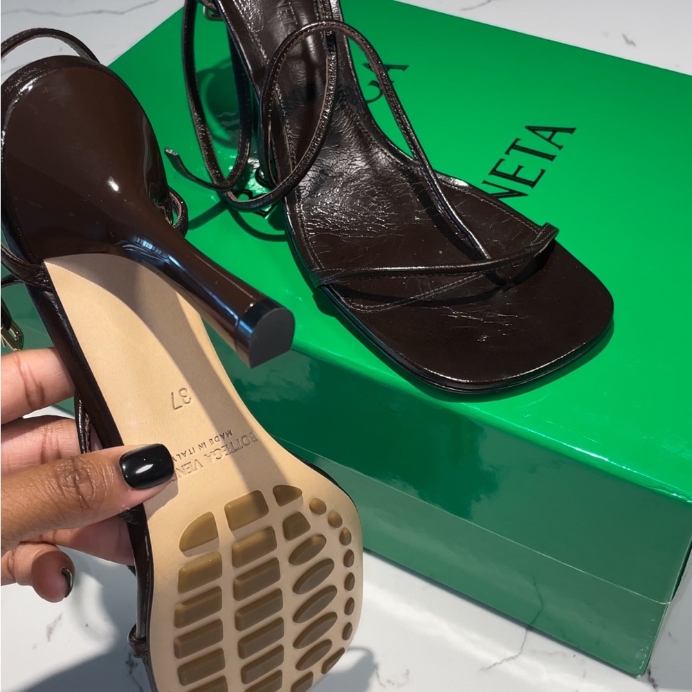 Bottega Veneta Ladies Brown Barely There 90mm Sandals heels - Picture 4 of 4